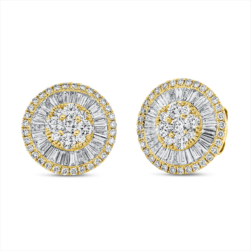 Ohrstecker 18 kt GG, 2 Brill. 0,21 ct, TW-vsi, 61 Trap. 0,90 ct, TW-vsi, 80 Brill. 1,15 ct, TW-vsi