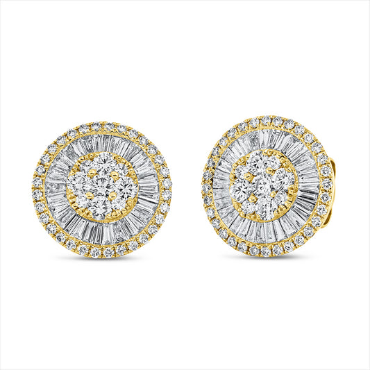 Ohrstecker 18 kt GG, 2 Brill. 0,21 ct, TW-vsi, 61 Trap. 0,90 ct, TW-vsi, 80 Brill. 1,15 ct, TW-vsi