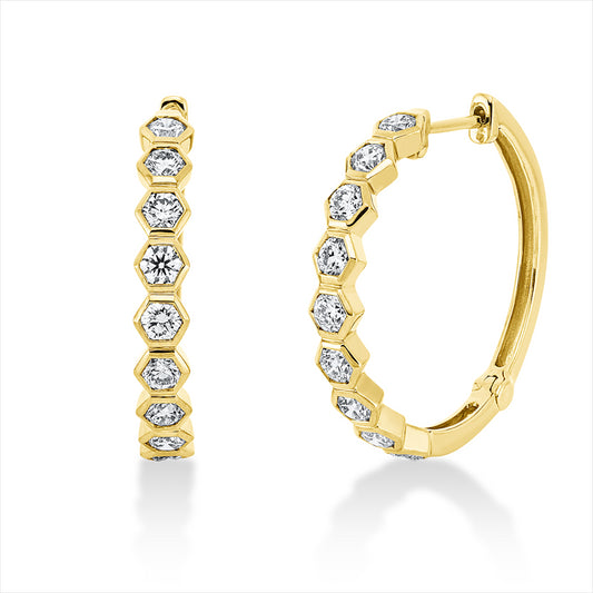 Creolen 14 kt GG, 18 Brill. 1,45 ct, TW-vsi