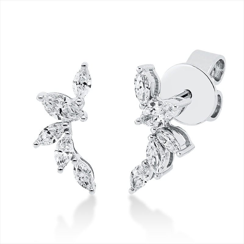 Ohrstecker 14 kt WG, 10 Nav. 0,37 ct, TW-si