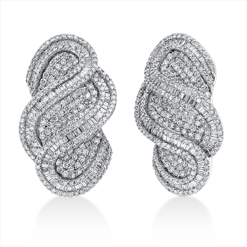 Creolen 18 kt WG, 237 Trap. 2,18 ct, TW-vsi, 596 Brill. 6,55 ct, TW-vsi