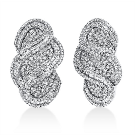 Creolen 18 kt WG, 237 Trap. 2,18 ct, TW-vsi, 596 Brill. 6,55 ct, TW-vsi