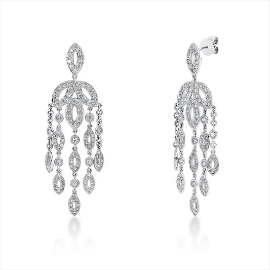 Ohrschmuck 18 kt WG, 224 Brill. 1,98 ct, TW-vsi