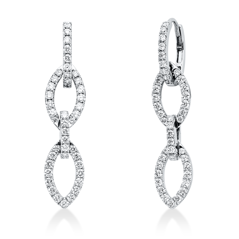 Ohrschmuck 18 kt WG, 88 Brill. 1,40 ct, TW-vsi