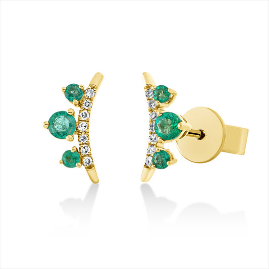 Ohrstecker 18 kt GG, 14 Dia. 0,04 ct, W-si, 2 Smaragde 0,13 ct grün, 4 Smaragde 0,07 ct grün