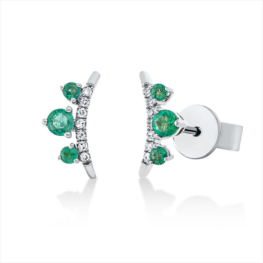 Ohrstecker 18 kt WG, 14 Dia. 0,04 ct, W-si, 2 Smaragde 0,14 ct grün, 4 Smaragde 0,06 ct grün