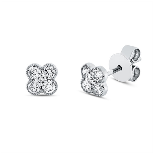 Ohrstecker 18 kt WG, 2 Brill. 0,01 ct, TW-si, 8 Brill. 0,34 ct, TW-si