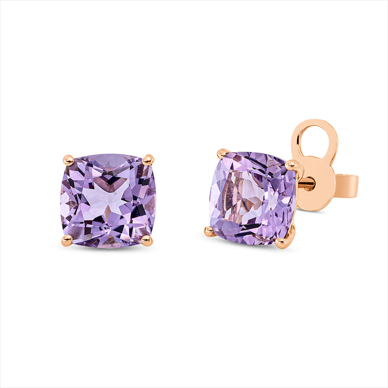 Ohrstecker 18 kt RG, Sicherheitsverschluss, 2 Amethyste 3,00 ct lila