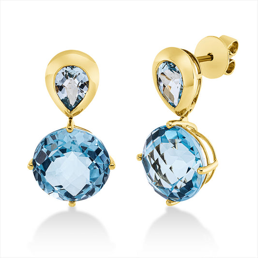 Ohrstecker 18 kt GG, 2 Topase 13,60 ct sky blue, 2 Topase 1,70 ct sky blue