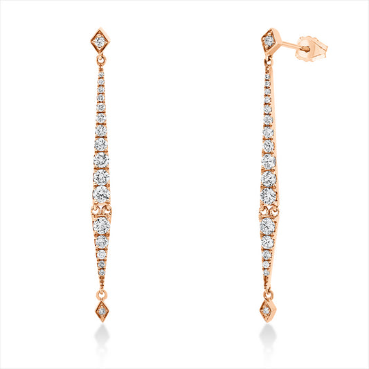 Ohrschmuck 18 kt RG, 36 Brill. 0,64 ct, W