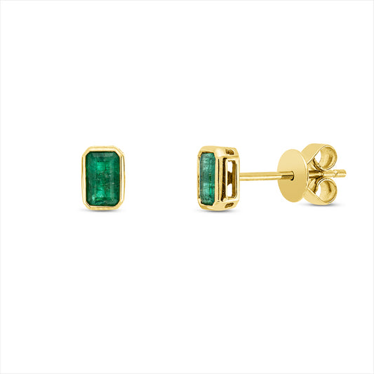 Ohrstecker 18 kt GG, 2 Smaragde 0,58 ct grün