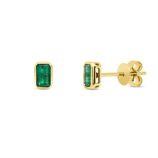 Ohrstecker 18 kt GG, 2 Smaragde 0,58 ct grün