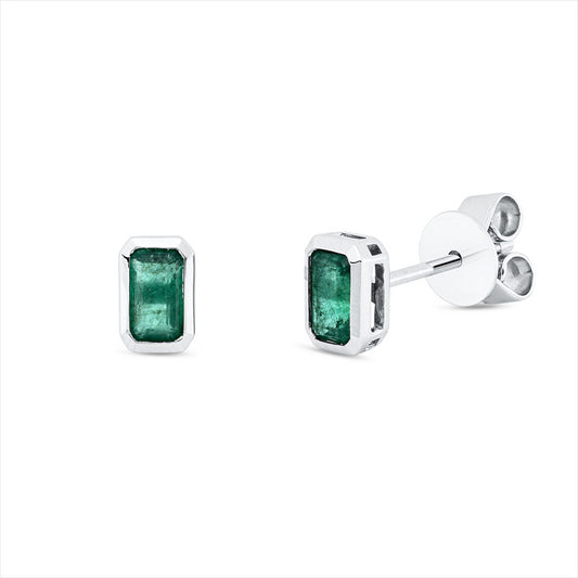 Ohrstecker 18 kt WG, 2 Smaragde 0,51 ct grün