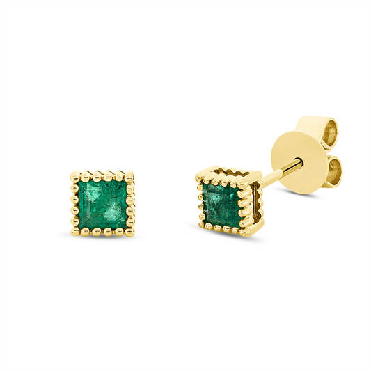 Ohrstecker 18 kt GG, 2 Smaragde 0,48 ct grün