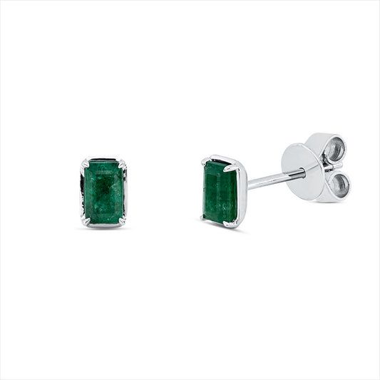 Ohrstecker 18 kt WG, 2 Smaragde 0,64 ct grün