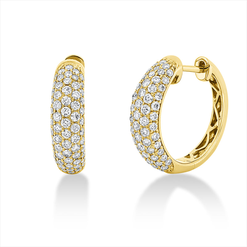 Creolen 18 kt GG, 128 Brill. 0,99 ct, W-pi