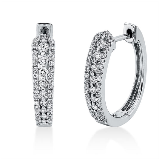 Creolen 18 kt WG, 6 Brill. 0,13 ct, W-pi, 86 Brill. 0,32 ct, W-pi