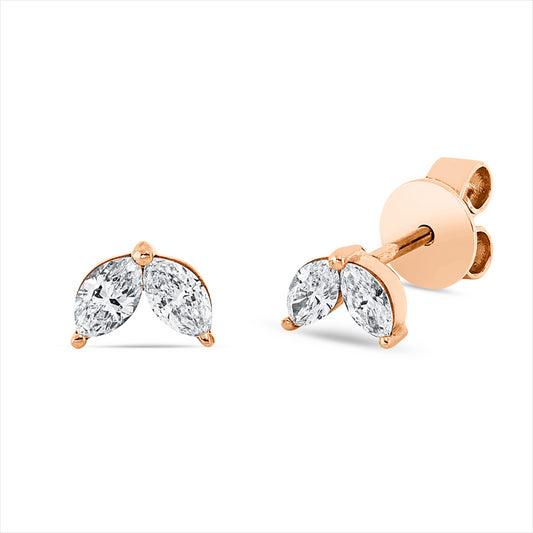 Ohrstecker 18 kt RG, 4 Nav. 0,28 ct, TW-si