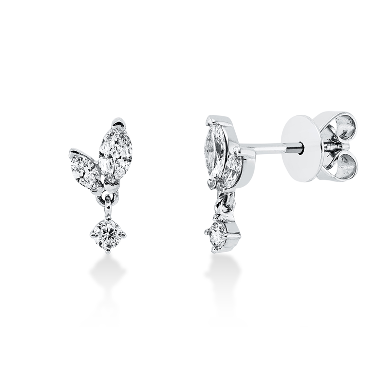 Ohrstecker 18 kt WG, 2 Brill. 0,07 ct, TW-si, 4 Nav. 0,26 ct, TW-si