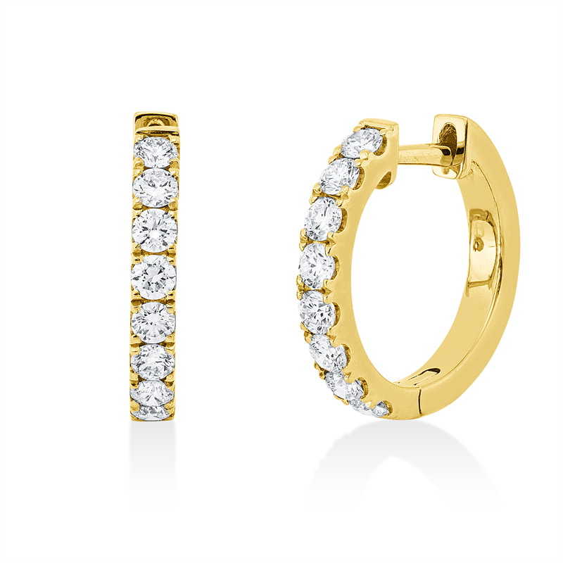 Creolen 18 kt GG, 16 Brill. 0,65 ct, TW-si