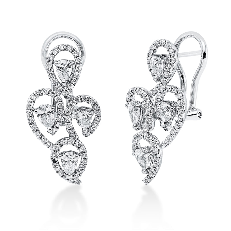 Ohrschmuck 18 kt WG, 8 Tropfen 1,03 ct, TW-si, 128 Brill. 0,79 ct, TW-si