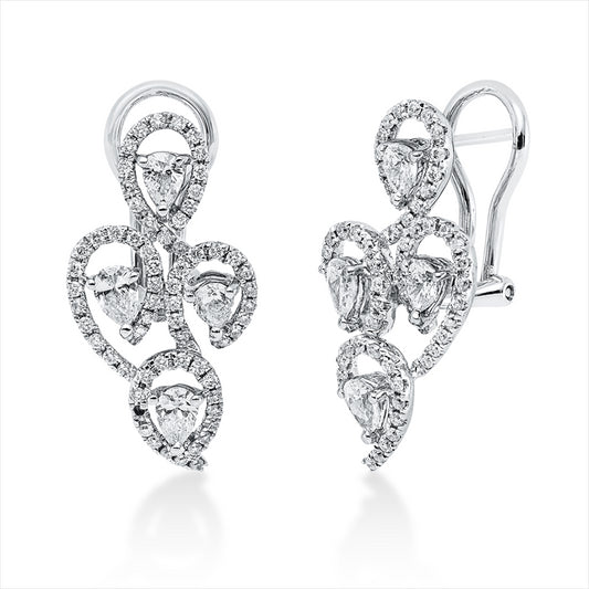 Ohrschmuck 18 kt WG, 8 Tropfen 1,03 ct, TW-si, 128 Brill. 0,79 ct, TW-si