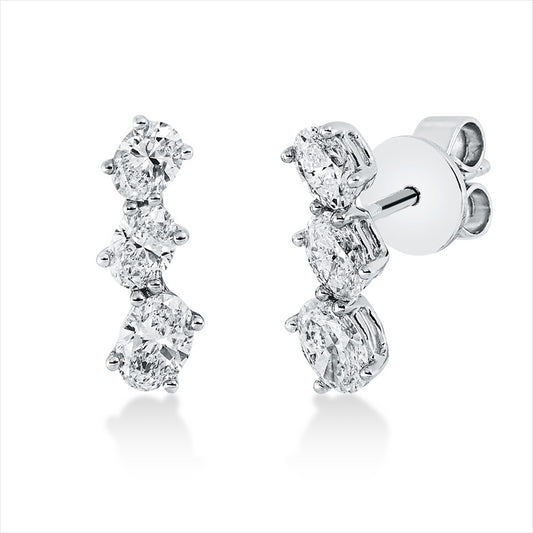 Ohrstecker 18 kt WG, 6 Oval 1,01 ct, TW-vsi