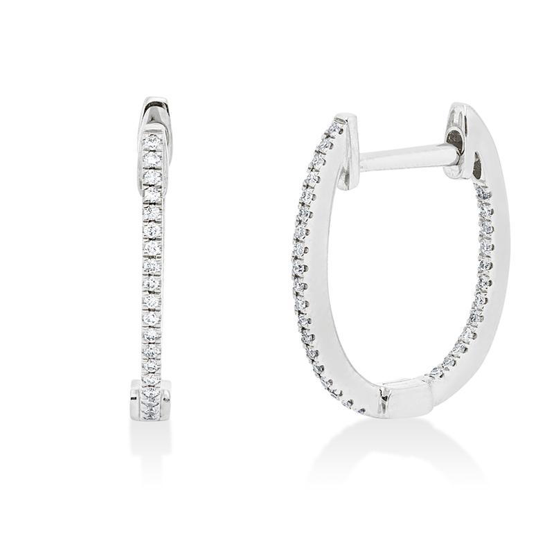 Creolen 18 kt WG, 62 Brill. 0,09 ct, TW-si