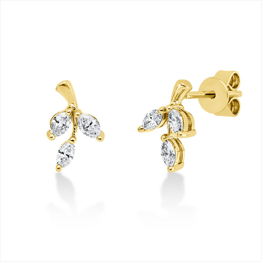 Ohrstecker 18 kt GG, 6 Nav. 0,26 ct, TW-vsi