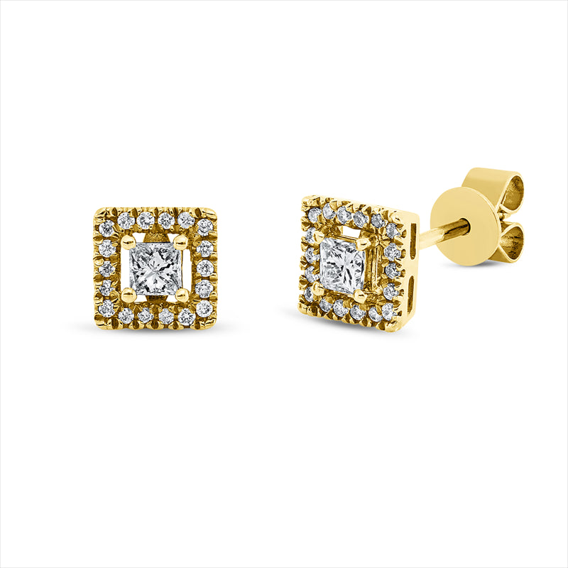 Ohrstecker 18 kt GG, 2 Princ. 0,20 ct, TW-vsi, 36 Brill. 0,10 ct, TW-si