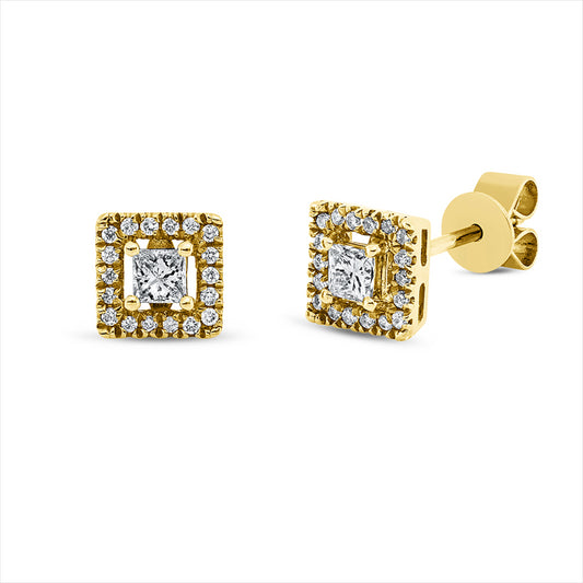 Ohrstecker 18 kt GG, 2 Princ. 0,20 ct, TW-vsi, 36 Brill. 0,10 ct, TW-si