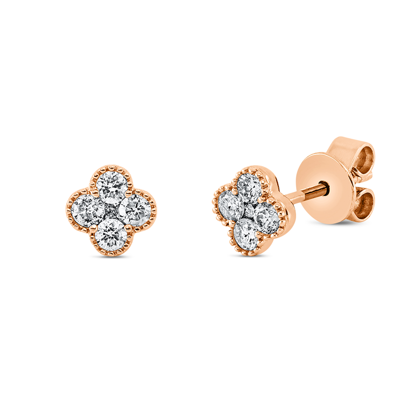 Ohrstecker 18 kt RG, 10 Brill. 0,26 ct, TW-pi