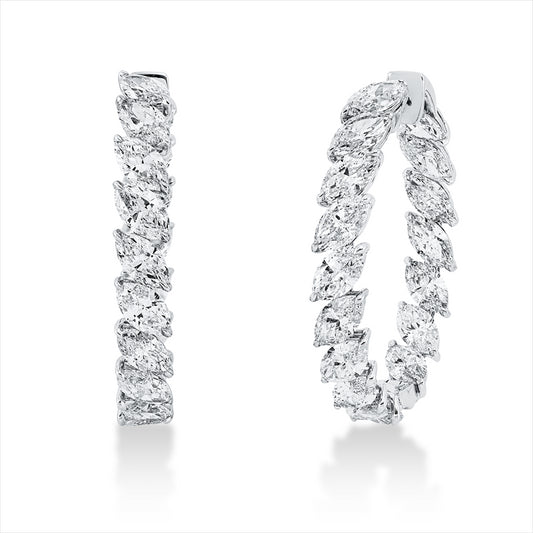 Creolen 18 kt WG, 34 Nav. 8,83 ct, W-si