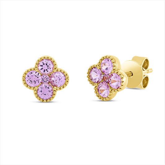 Ohrstecker 18 kt GG, 10 Saphire 0,67 ct pink