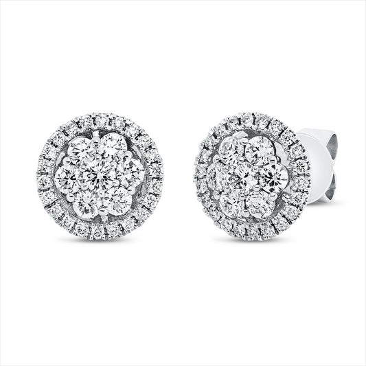 Ohrstecker 18 kt WG, 58 Brill. 0,80 ct, TW-si