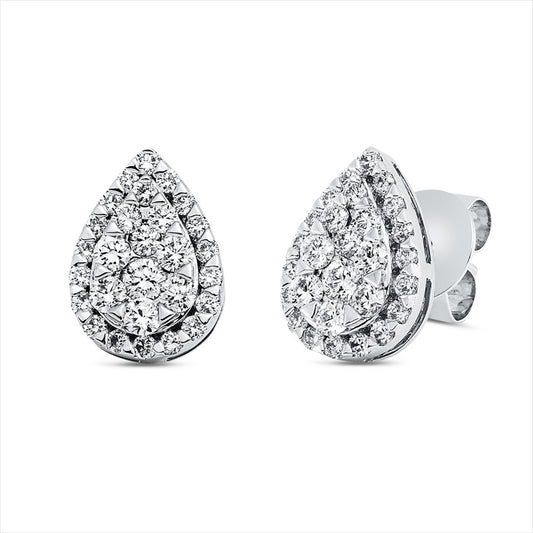 Ohrstecker 18 kt WG, 56 Brill. 0,93 ct, TW-si