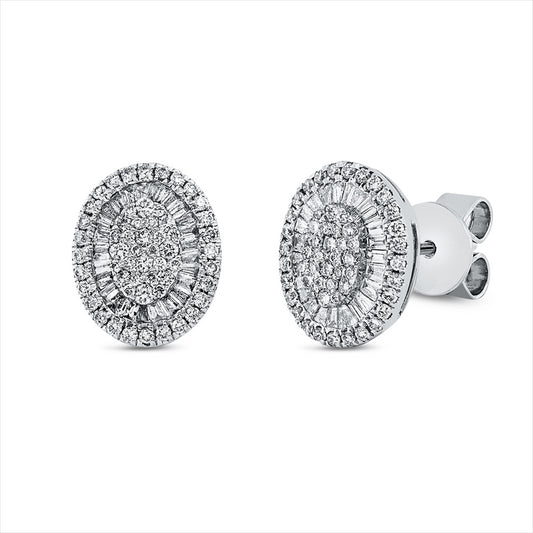 Ohrstecker 18 kt WG, 38 Trap. 0,16 ct, TW-vsi, 13 Bag. 0,06 ct, TW-vsi, 112 Brill. 0,37 ct, TW-si