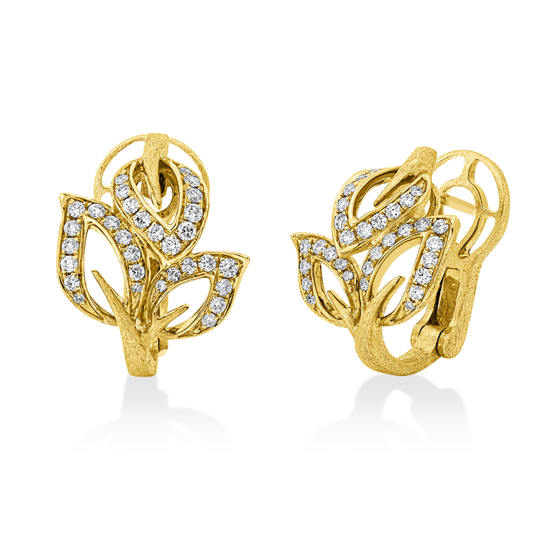 Ohrschmuck 18 kt GG, mattiert, 62 Brill. 0,46 ct, TW-si