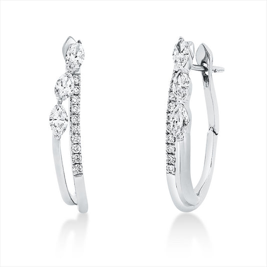 Ohrschmuck 18 kt WG, 20 Brill. 0,13 ct, TW-vsi, 6 Nav. 0,56 ct, TW-vsi