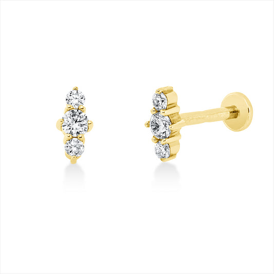 Ohrstecker 14 kt GG, 6 Brill. 0,13 ct, W-si