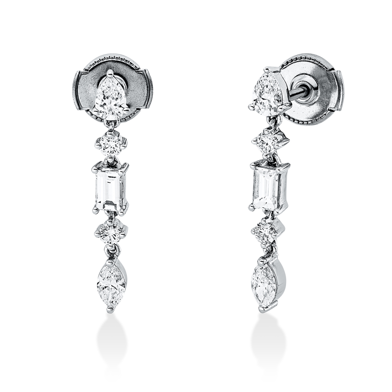 Ohrschmuck 14 kt WG, 6 Fant-Schl 0,97 ct, TW-vsi, 4 Brill. 0,18 ct, W-vsi