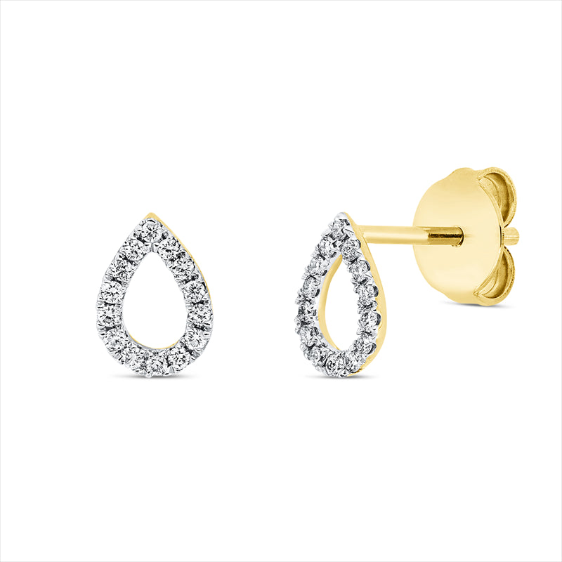 Ohrstecker 18 kt GG, Fassung rhodiniert, 28 Brill. 0,14 ct, TW-si