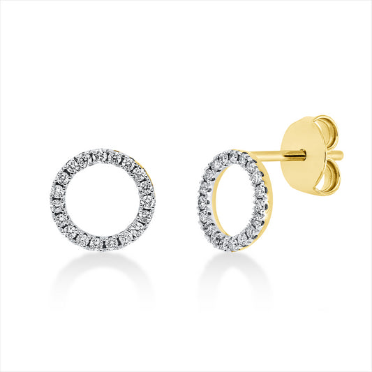 Ohrstecker 18 kt GG, Fassung rhodiniert, 38 Brill. 0,19 ct, TW-si
