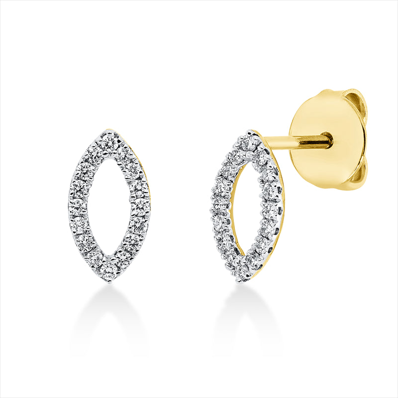 Ohrstecker 18 kt GG, Fassung rhodiniert, 32 Brill. 0,17 ct, TW-si