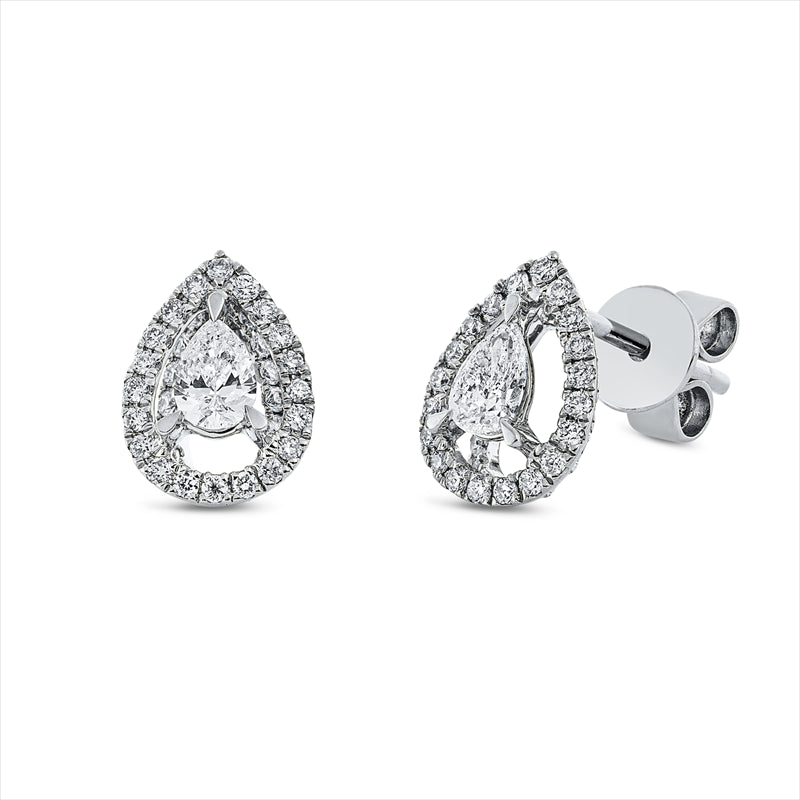 Ohrstecker 18 kt WG, 2 Tropfen 0,20 ct, TW-si, 68 Brill. 0,20 ct, TW-si