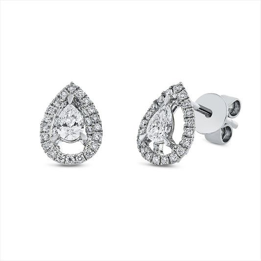 Ohrstecker 18 kt WG, 2 Tropfen 0,20 ct, TW-si, 68 Brill. 0,20 ct, TW-si