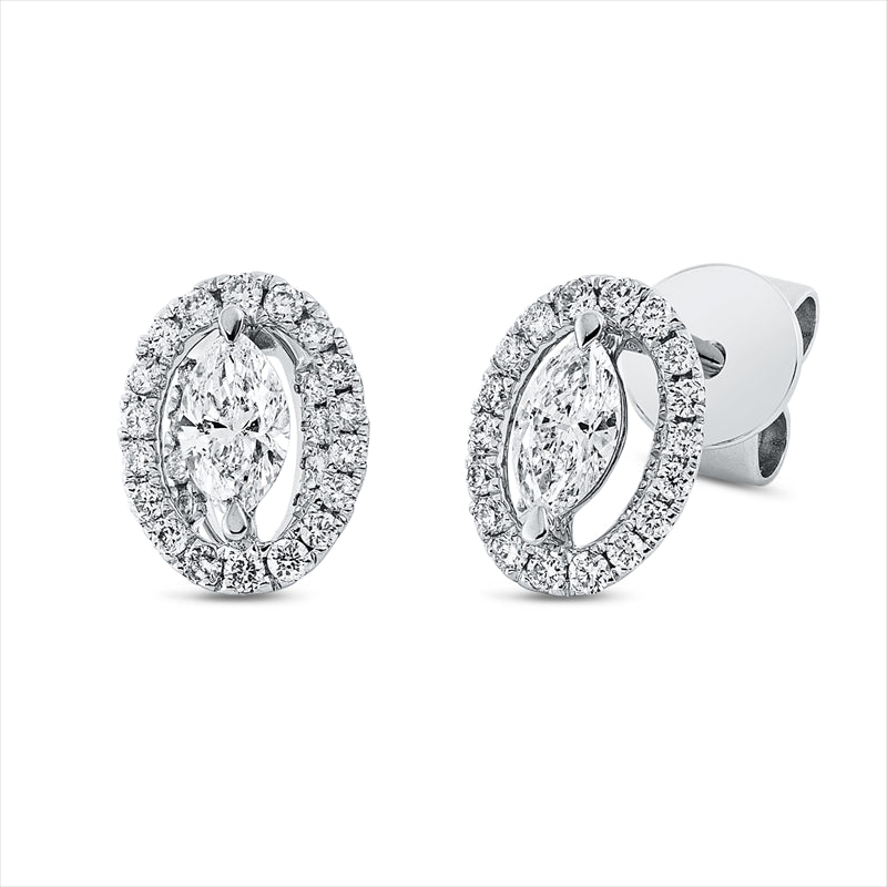 Ohrstecker 18 kt WG, 2 Nav. 0,23 ct, TW-si, 52 Brill. 0,17 ct, TW-si