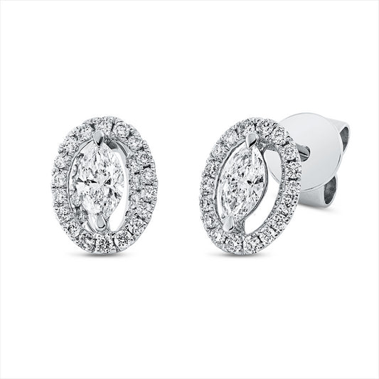 Ohrstecker 18 kt WG, 2 Nav. 0,23 ct, TW-si, 52 Brill. 0,17 ct, TW-si