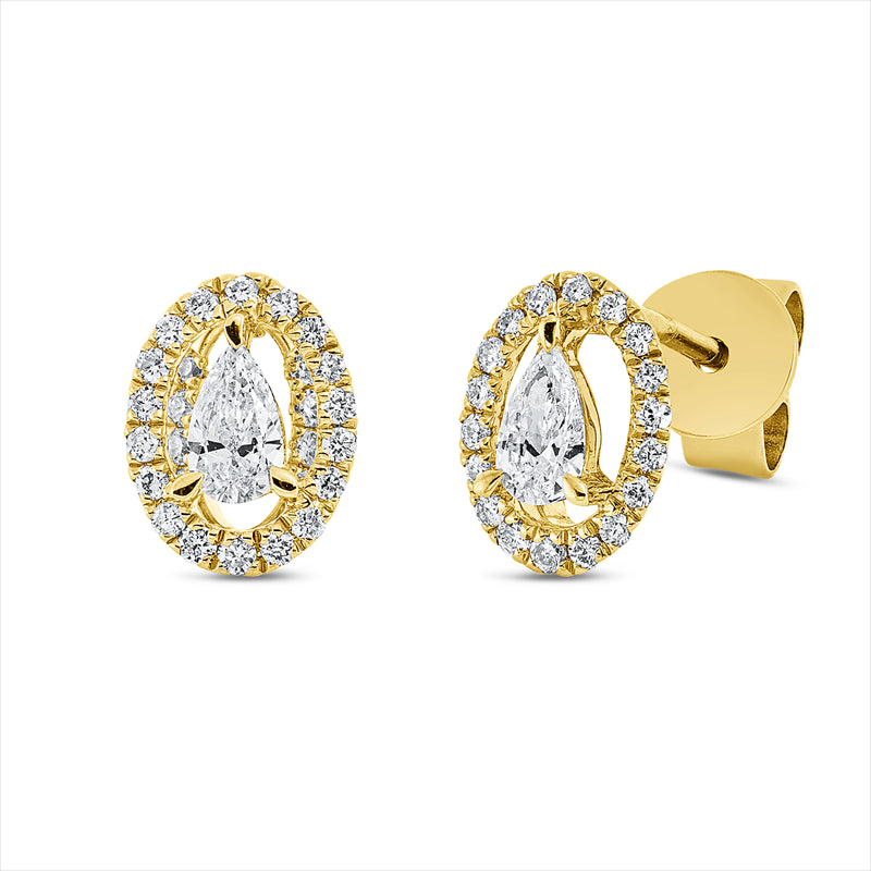 Ohrstecker 18 kt GG, 2 Tropfen 0,18 ct, TW-si, 52 Brill. 0,16 ct, TW-si