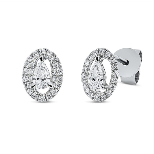 Ohrstecker 18 kt WG, 2 Tropfen 0,19 ct, TW-si, 52 Brill. 0,15 ct, TW-si